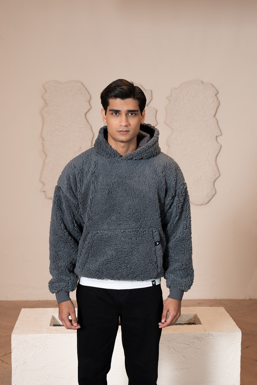 Oversize Sherpa Hoodie - grey