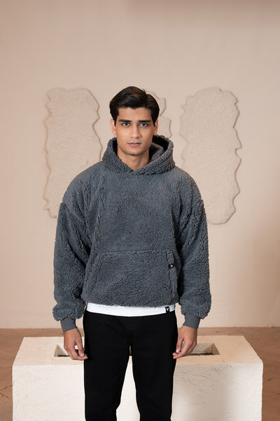 Oversize Sherpa Hoodie - grey