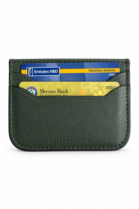 Leather Card Holder - Olive