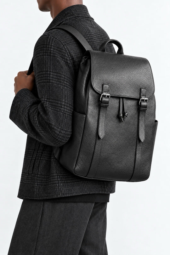 Leather Backpack - Black